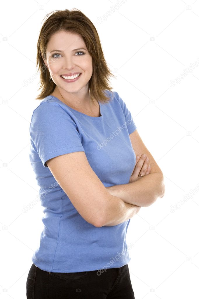 Casual woman in blue