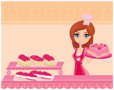 Sweet Housewife cooking cakes clipart