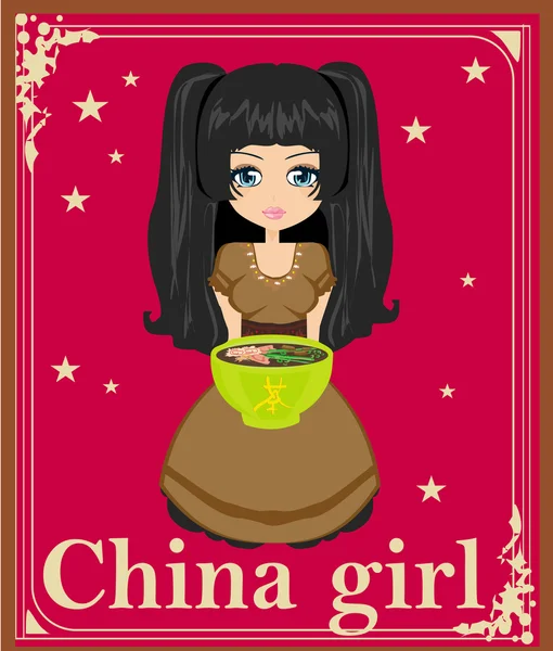 Sweet china girl — Stock Vector