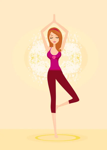 Femme dans une pose de yoga traditionnelle illustration vectorielle — Image vectorielle
