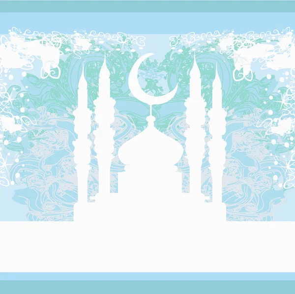 斋月背景-清真寺剪影矢量卡 — 图库矢量图片