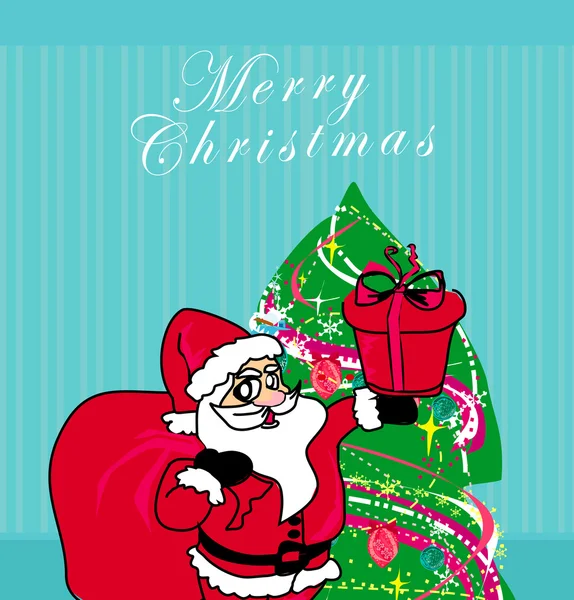 Karácsonyi Santa Claus és karácsonyi ajándék — Stock Vector