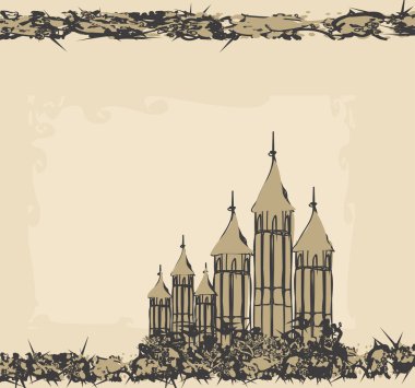 Illustration of the castle in retro style clipart