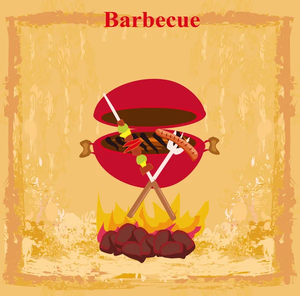 Grunge Barbecue Party Einladung — Stockvektor
