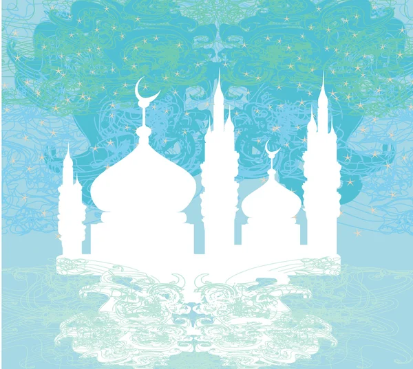 Fundo Ramadã - cartão de vetor silhueta mesquita —  Vetores de Stock