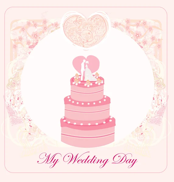 Conception de carte gâteau mariage — Image vectorielle