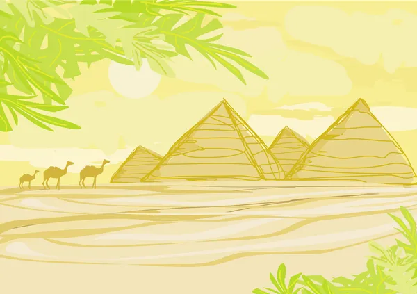 Piramitler giza ile eski kağıt — Stok Vektör