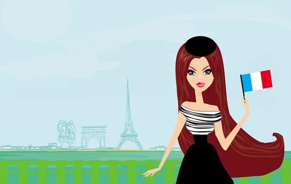 Krásné ženy nakupování v Paříži — Stockový vektor