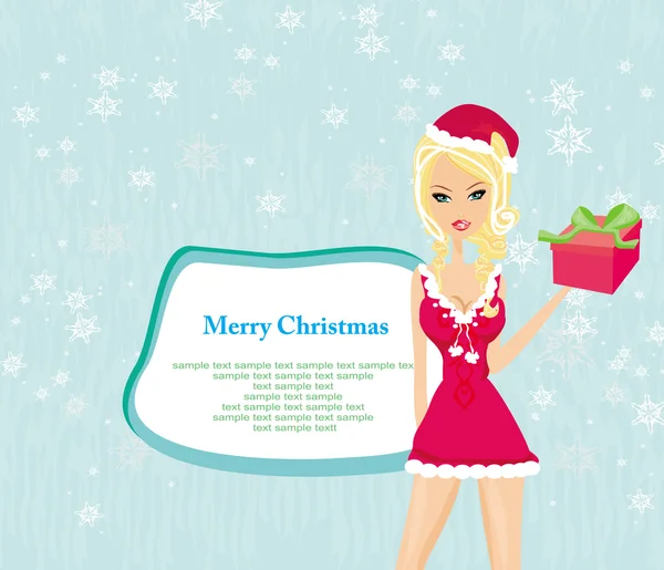 Noel 'de güzel bir poster kızı ilham dolu bir kostüm — Stok Vektör