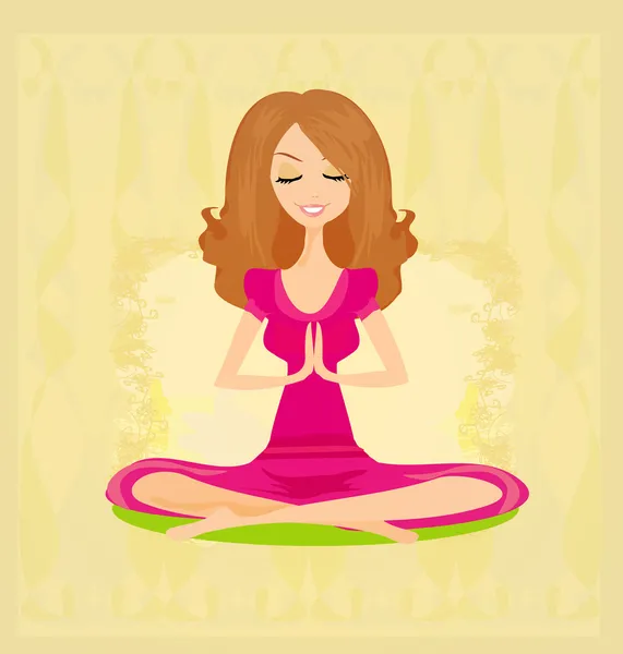 Chica de yoga en posición de loto — Archivo Imágenes Vectoriales