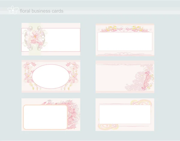 Conjunto de varias tarjetas florales de negocios — Vector de stock
