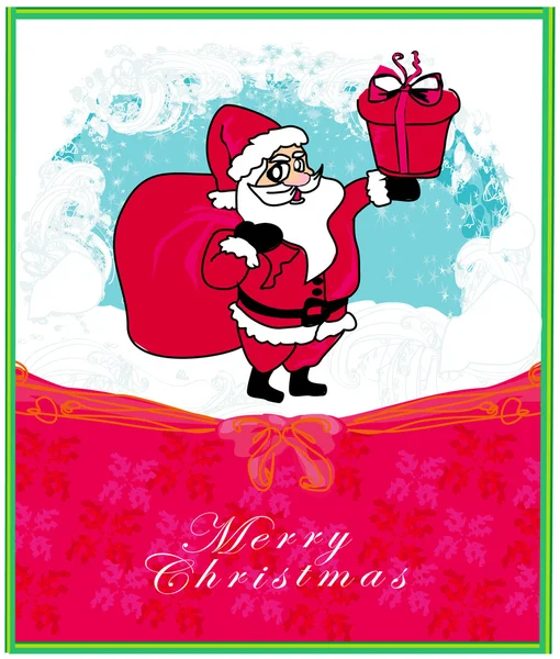 Feliz ano novo cartão com Papai Noel — Vetor de Stock