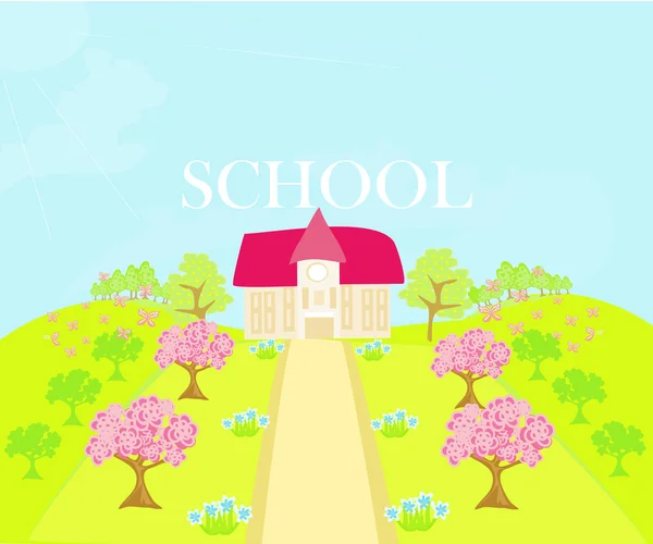 Ilustração da casa da escola de campo — Vetor de Stock