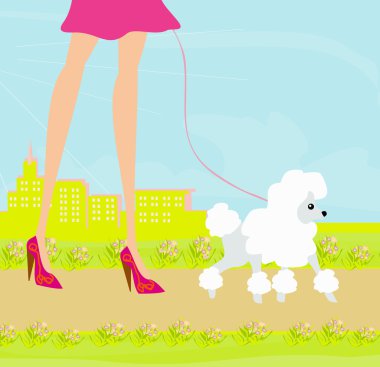 Fashion girl with her dog clipart