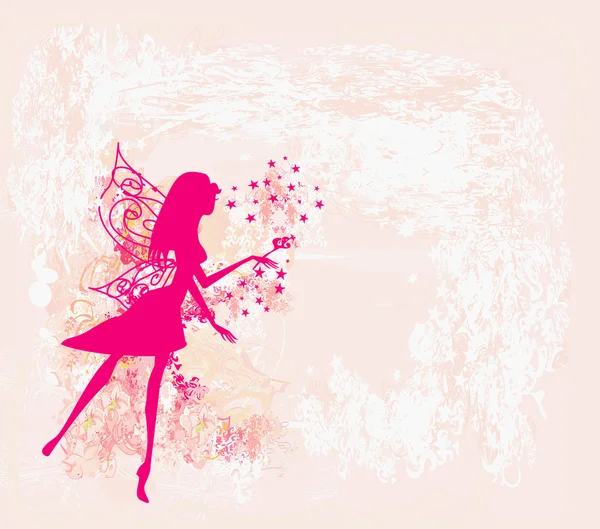 美しい妖精と花の背景 — ストックベクタ