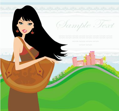 Fashion girl Shopping clipart