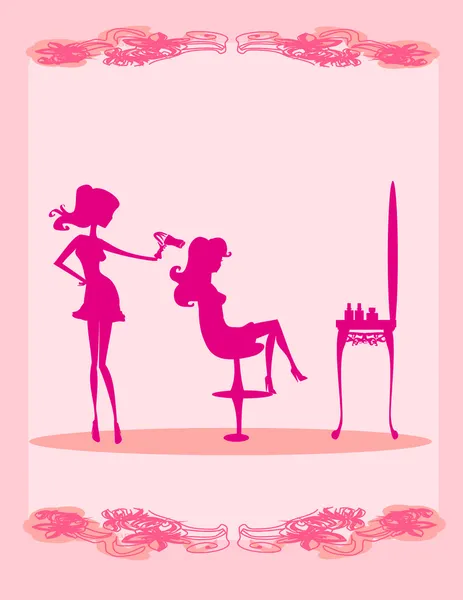 Wektor ilustracji pięknej kobiety w salonie fryzjerskim — Wektor stockowy