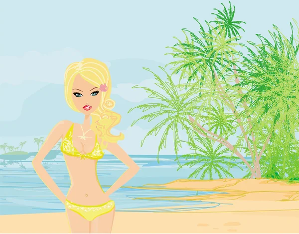Καλοκαίρι σέξι κορίτσι παραλία — Διανυσματικό Αρχείο