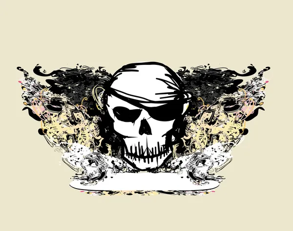 Cranio pirata - carta retrò — Vettoriale Stock