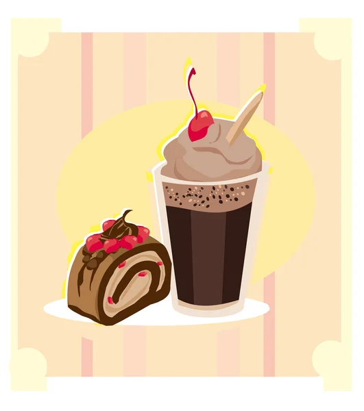 蛋糕和杯咖啡 — 图库矢量图片