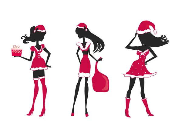 Set di Natale ragazze-vettore — Vettoriale Stock