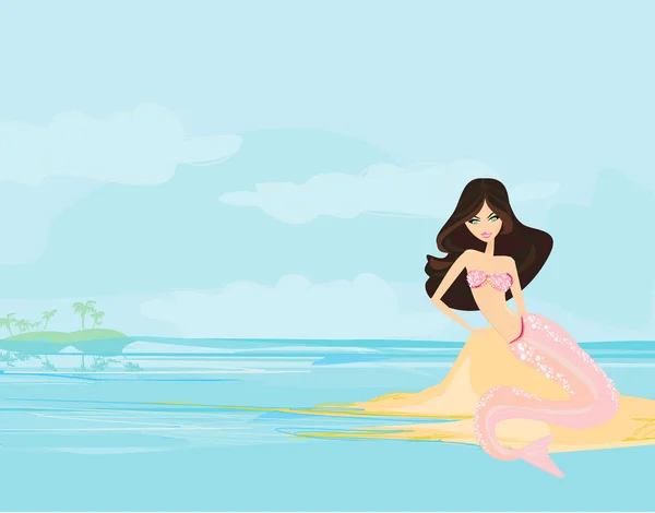 Ilustrace krásné mořské panny — Stockový vektor