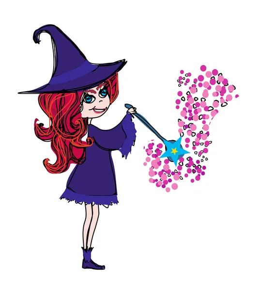 Little witch — Stock Vector