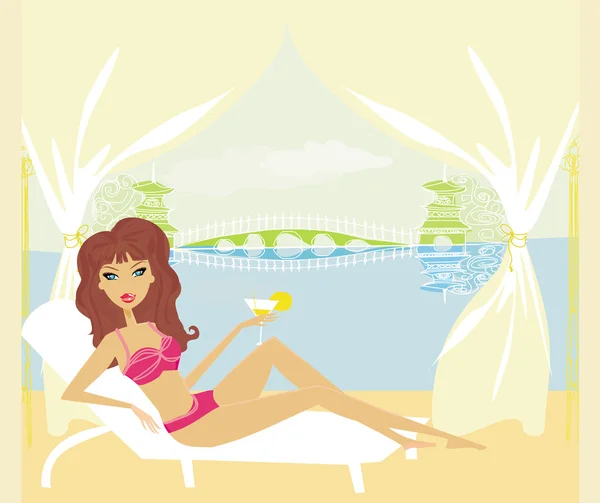 Letní sexy pláž dívka — Stockový vektor