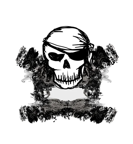 Skull Pirate - cartão retro — Vetor de Stock