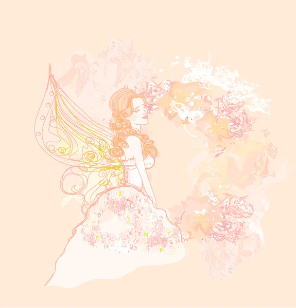 Fond floral avec une belle fée — Image vectorielle