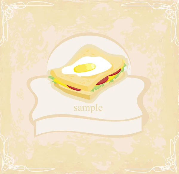 Horizontal grunge background with sandwich — Stock Vector