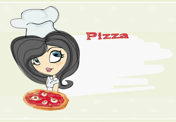 Bella donna gode di pizza — Vettoriale Stock