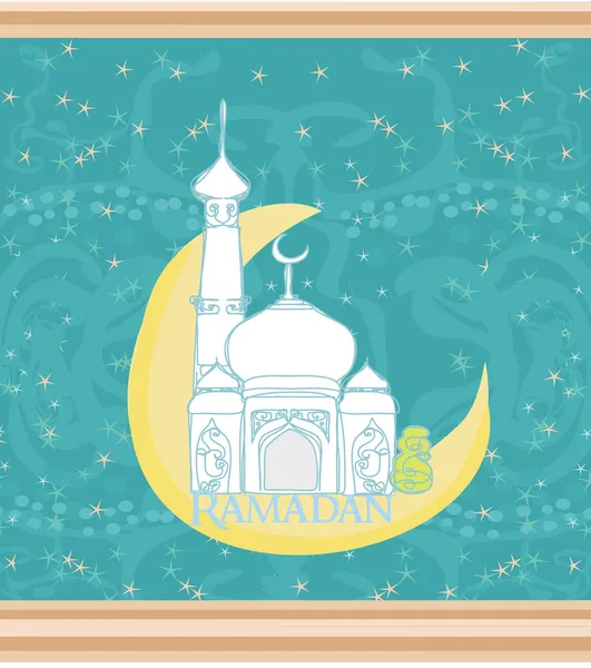 ラマダーンの背景-モスクのシルエットベクトルカード — ストックベクタ
