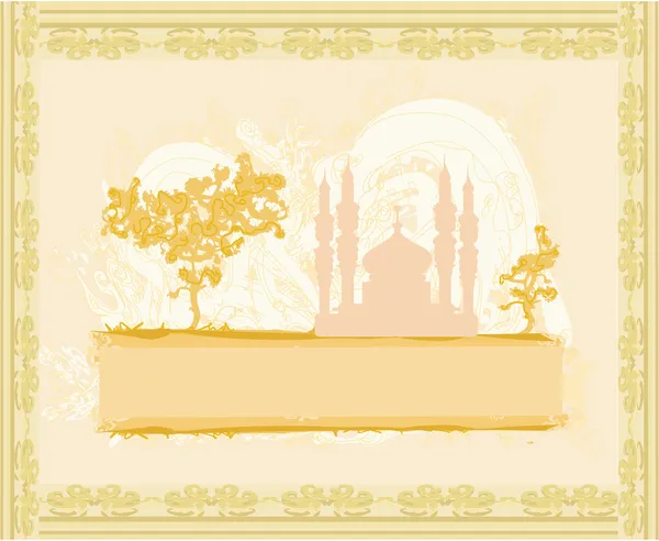 斋月背景-清真寺剪影矢量卡 — 图库矢量图片