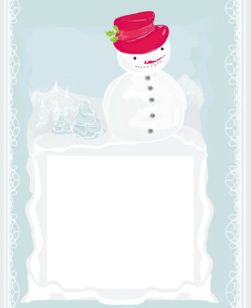 Tarjeta de muñeco de nieve feliz — Vector de stock