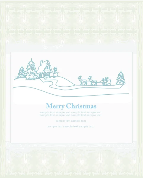 Feliz año nuevo tarjeta con Santa y paisaje de invierno — Archivo Imágenes Vectoriales