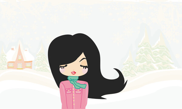 Winter girl - vector illustration