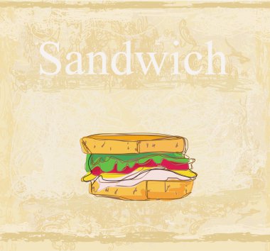 Horizontal grunge background with sandwich clipart