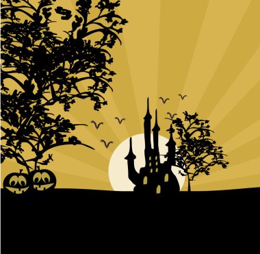 Halloween background with haunted house clipart