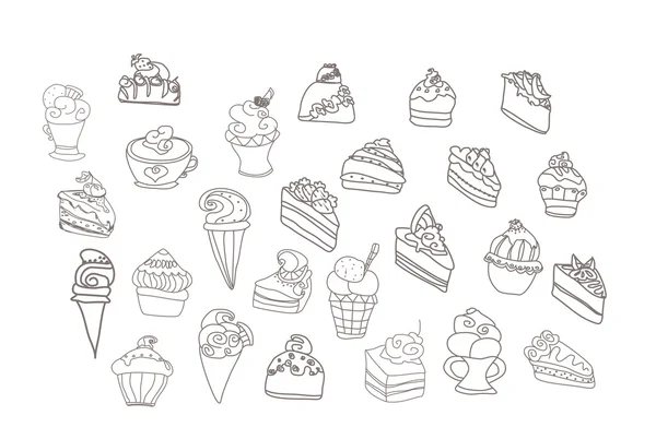 Fond de dessert doux ensemble — Image vectorielle