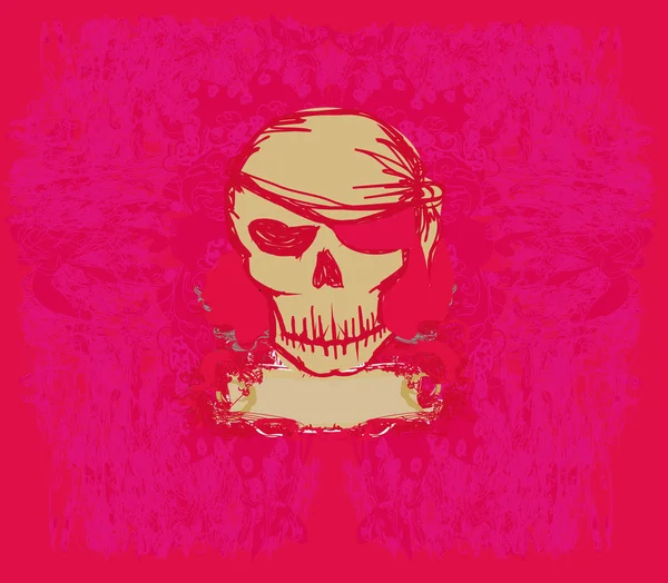 Crâne Pirate - carte rétro — Image vectorielle