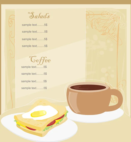 菜单咖啡厅和餐厅的模板设计 — 图库矢量图片