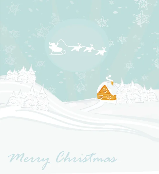 Šťastný Nový rok karta s Santa a zimní krajiny — Stockový vektor