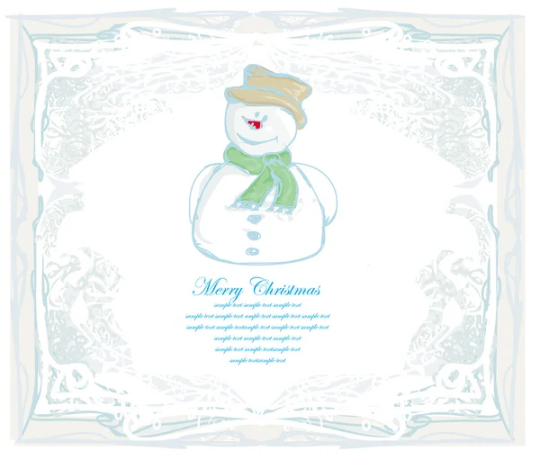 Tarjeta de muñeco de nieve feliz — Archivo Imágenes Vectoriales