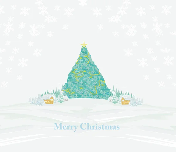 Αφηρημένη χριστουγεννιάτικο δέντρο κάρτα στην ύπαιθρο του χειμώνα — Διανυσματικό Αρχείο