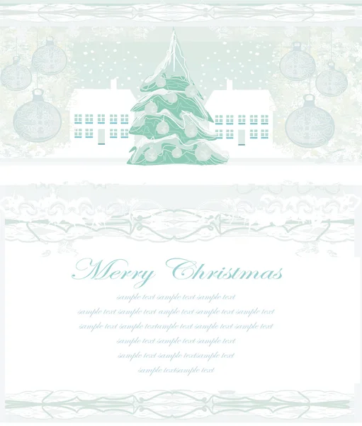 Carte d'arbre de Noël abstraite dans la campagne de l'hiver — Image vectorielle