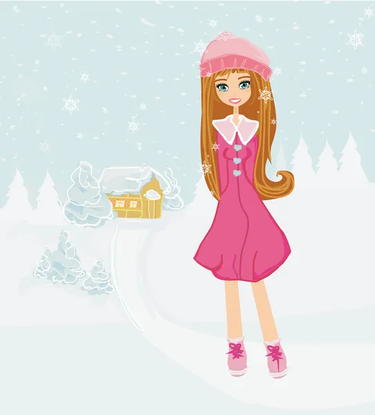 Sweet winter girl — Stock Vector