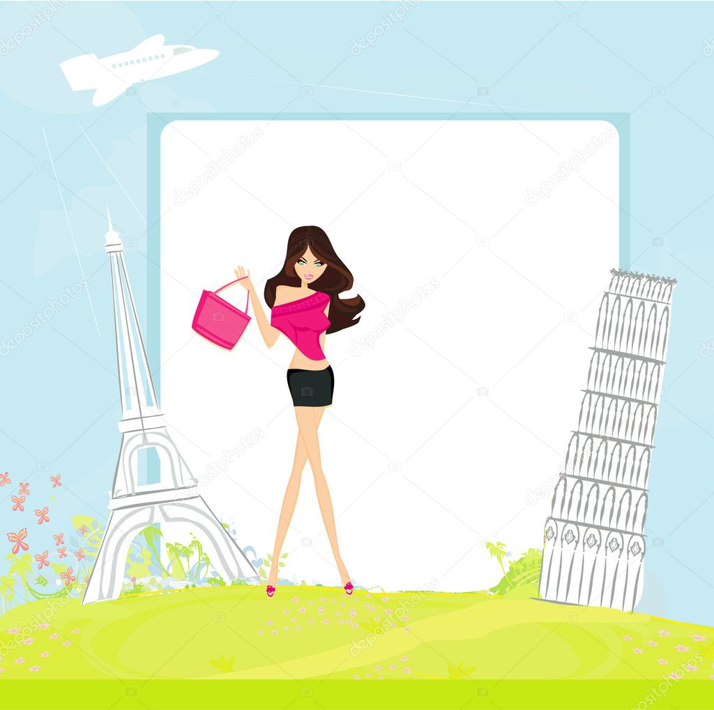 Beauty travel girl - abstract frame
