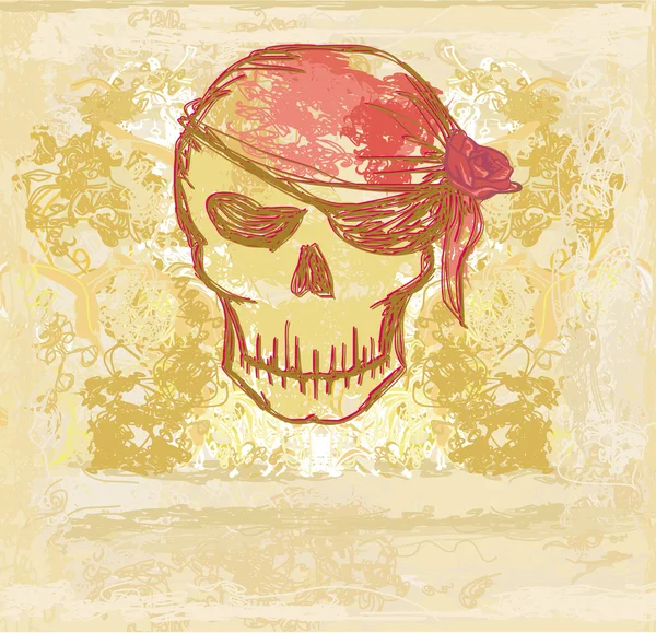 Skull Pirate - cartão retro —  Vetores de Stock