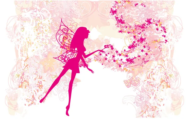 有美丽仙女的花朵背景 — 图库矢量图片